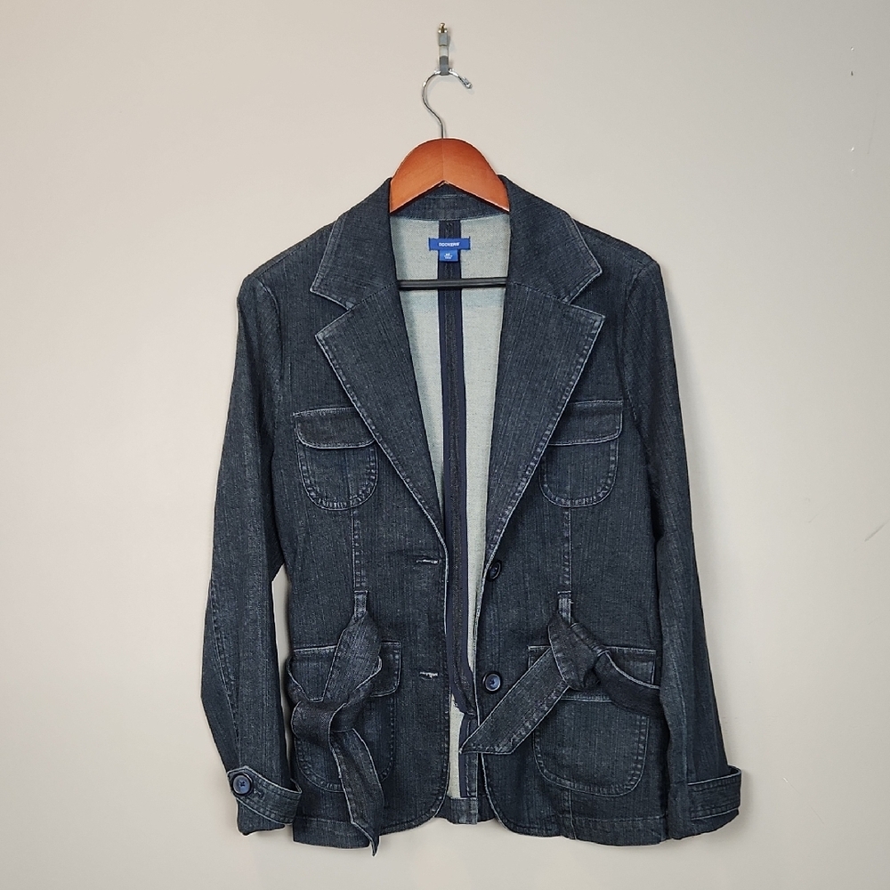 Dockers Women's Belted Denim‎ Jacket Size Medium - Picture 2 of 12